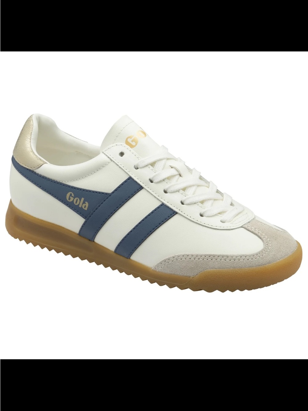 Women's Gola Torpedo leather sneakers in white/moonlight/gold size 9